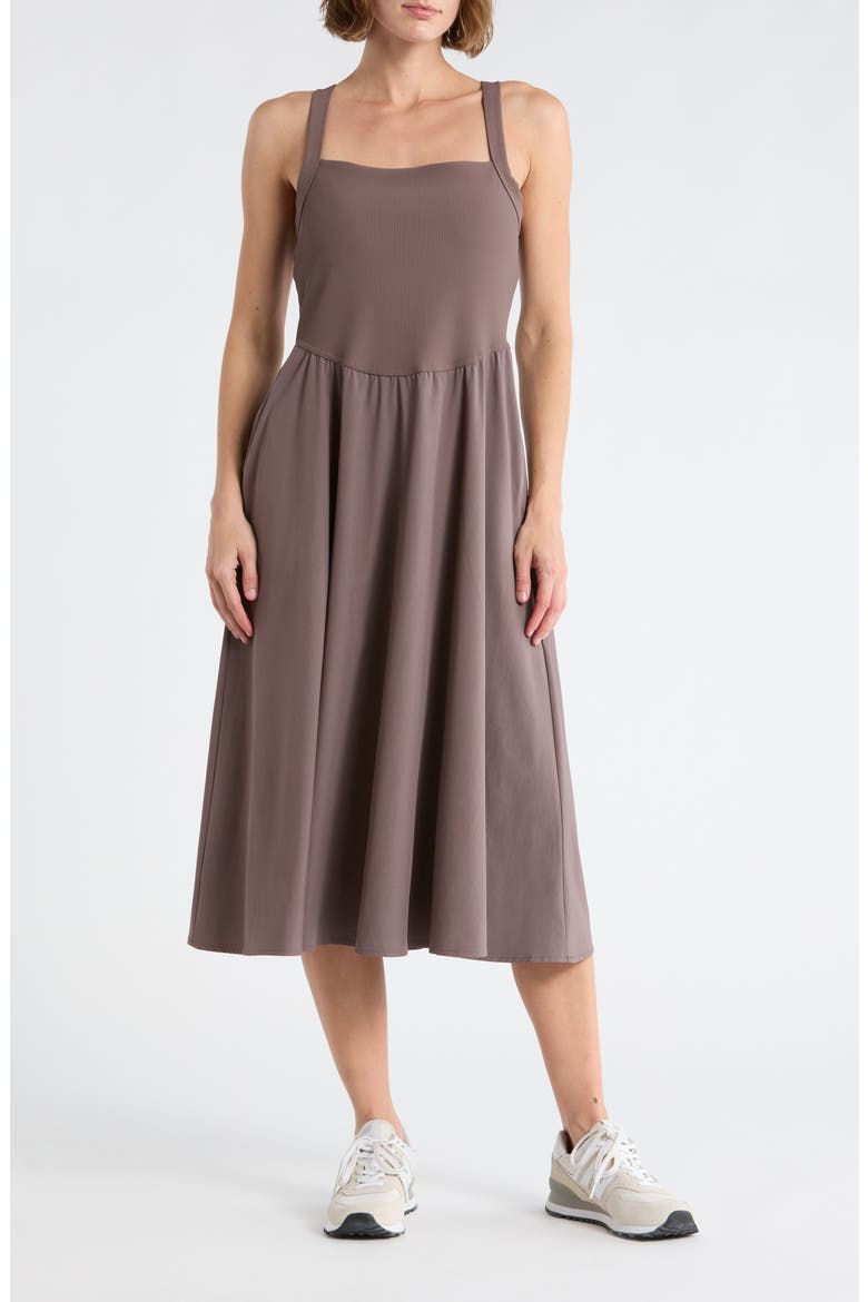 Rib Hybrid Midi Dress, Main, color, GREY PLUM
