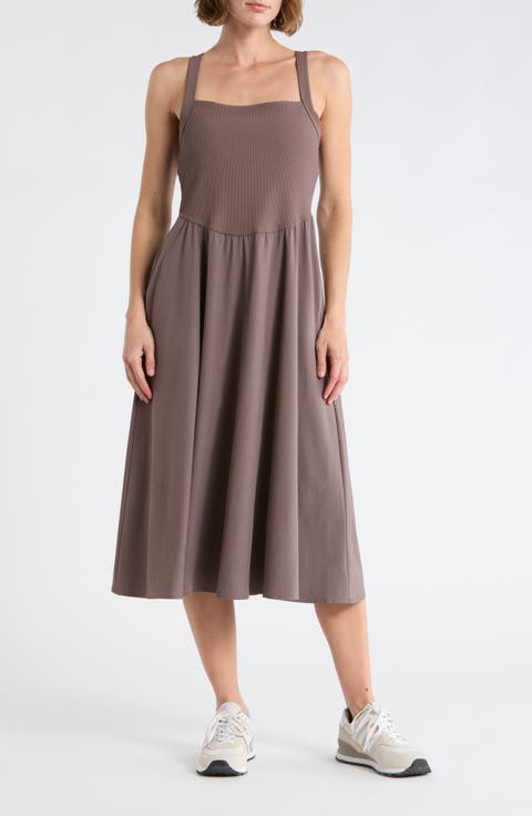 Rib Hybrid Midi Dress