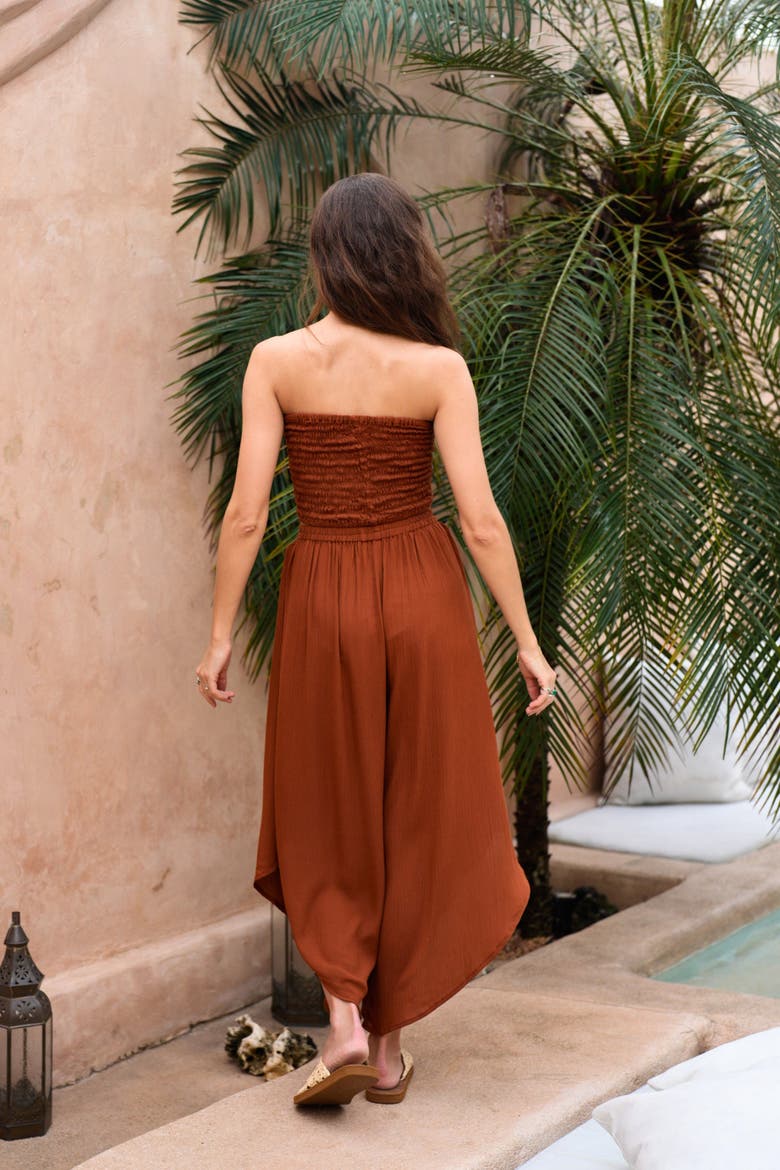 Winona Smocked Tube Top & Asymmetrical Pants Set, Alternate, color, Orange