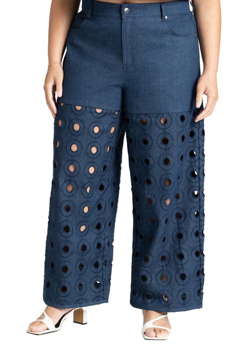 Circular Cutout Denim Pant (Plus)