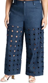 ELOQUII Circular Cutout Denim Pant