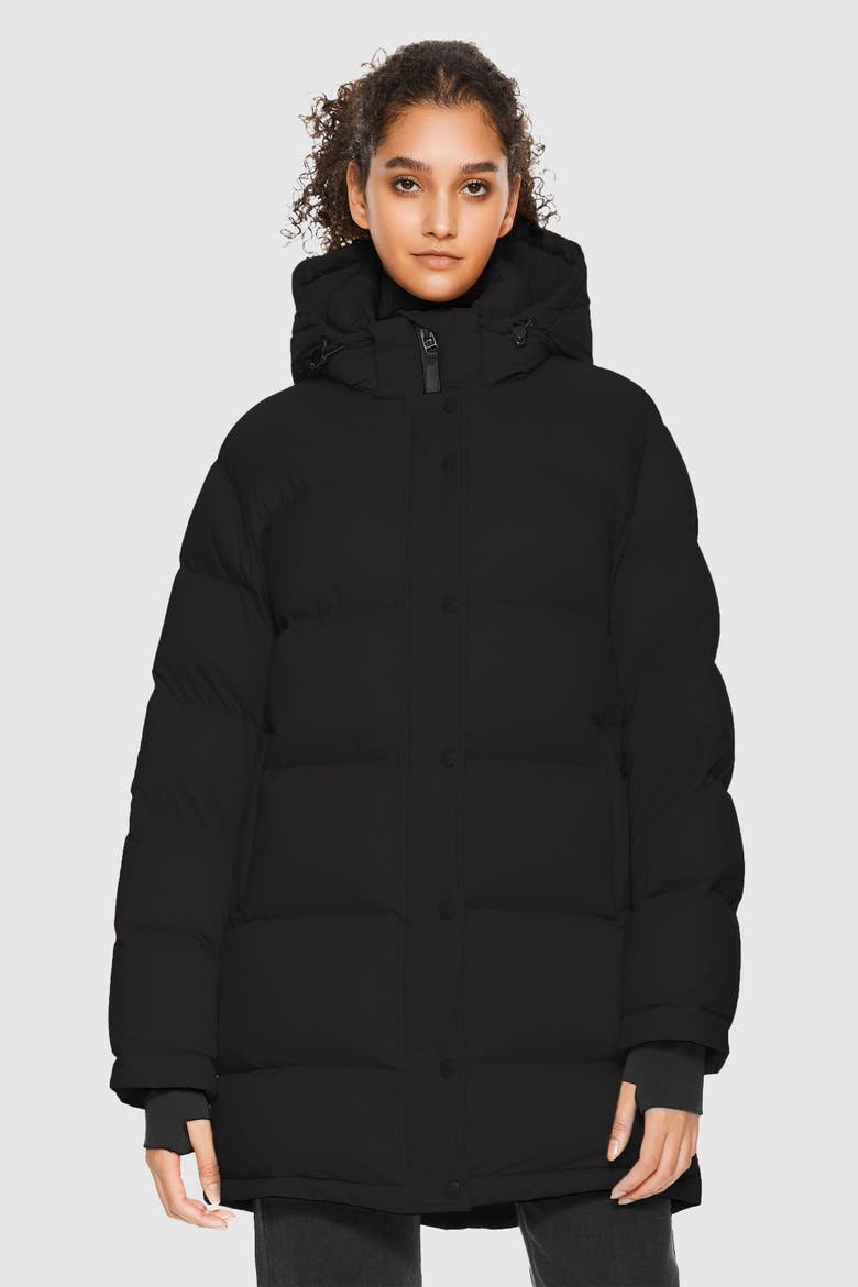 Puff-O® Hip-Length Down Puffer Jacket, Alternate, color, Black