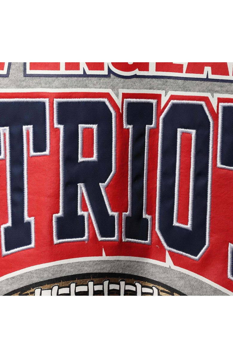 Mitchell & Ness Men's Mitchell & Ness Heathered Gray New England Patriots Allover Print Fleece Pullover Sweatshirt, Alternate, color, 