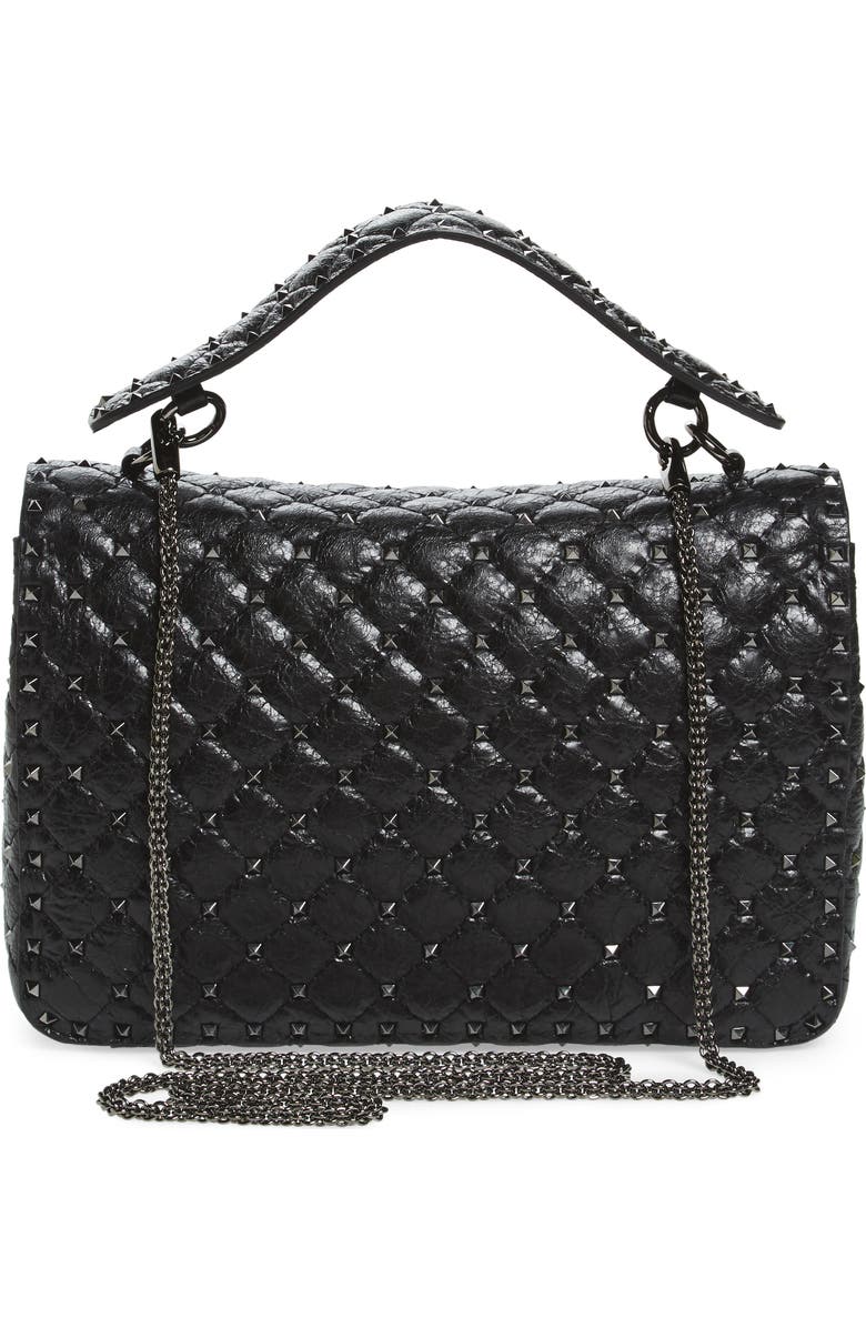 Valentino Garavani Rockstud Leather Top Handle Satchel, Alternate, color,