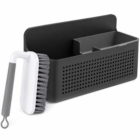Compact Wall Mounted Sink Organizer Set with Removable Sponge Tray, Ergonomic Scrub Brush, Versatile Kitchen Storage