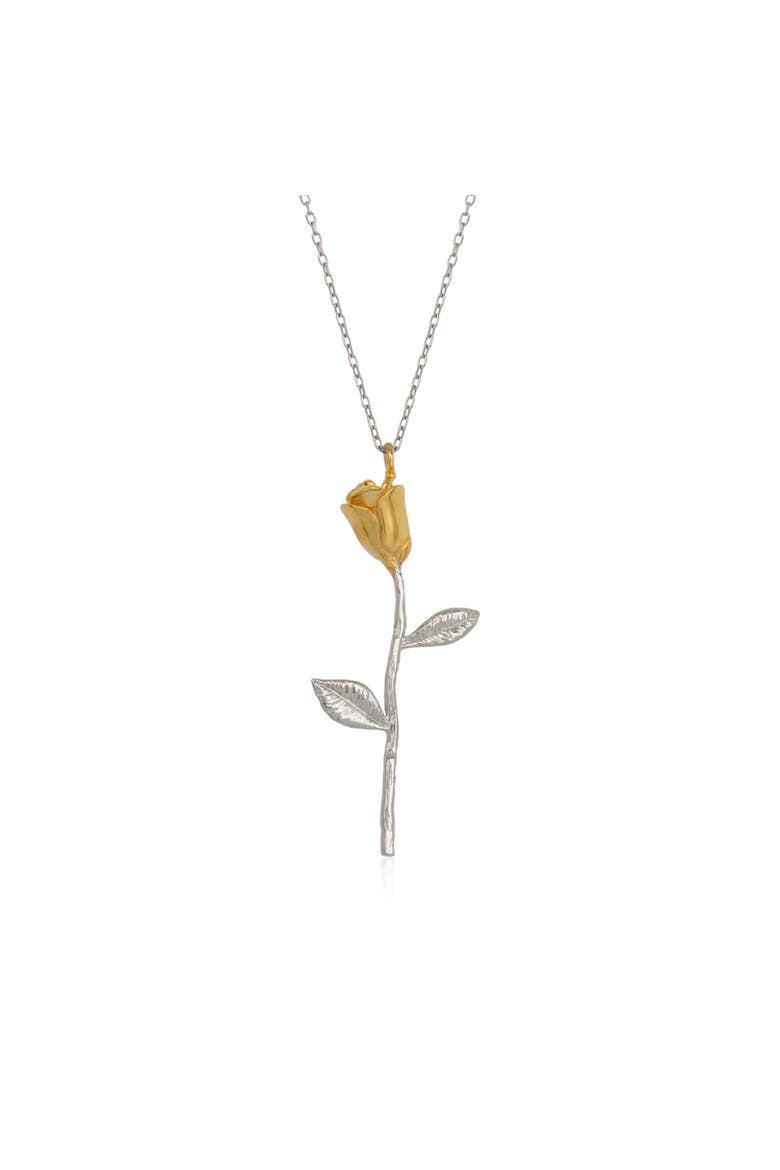 Gold Color Rose Sterling Silver Necklace, Main, color, Silver