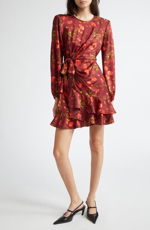 Alice Floral Long Sleeve Satin Dress