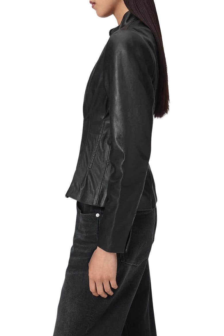 Clo Leather Jacket, Alternate, color, BLACK
