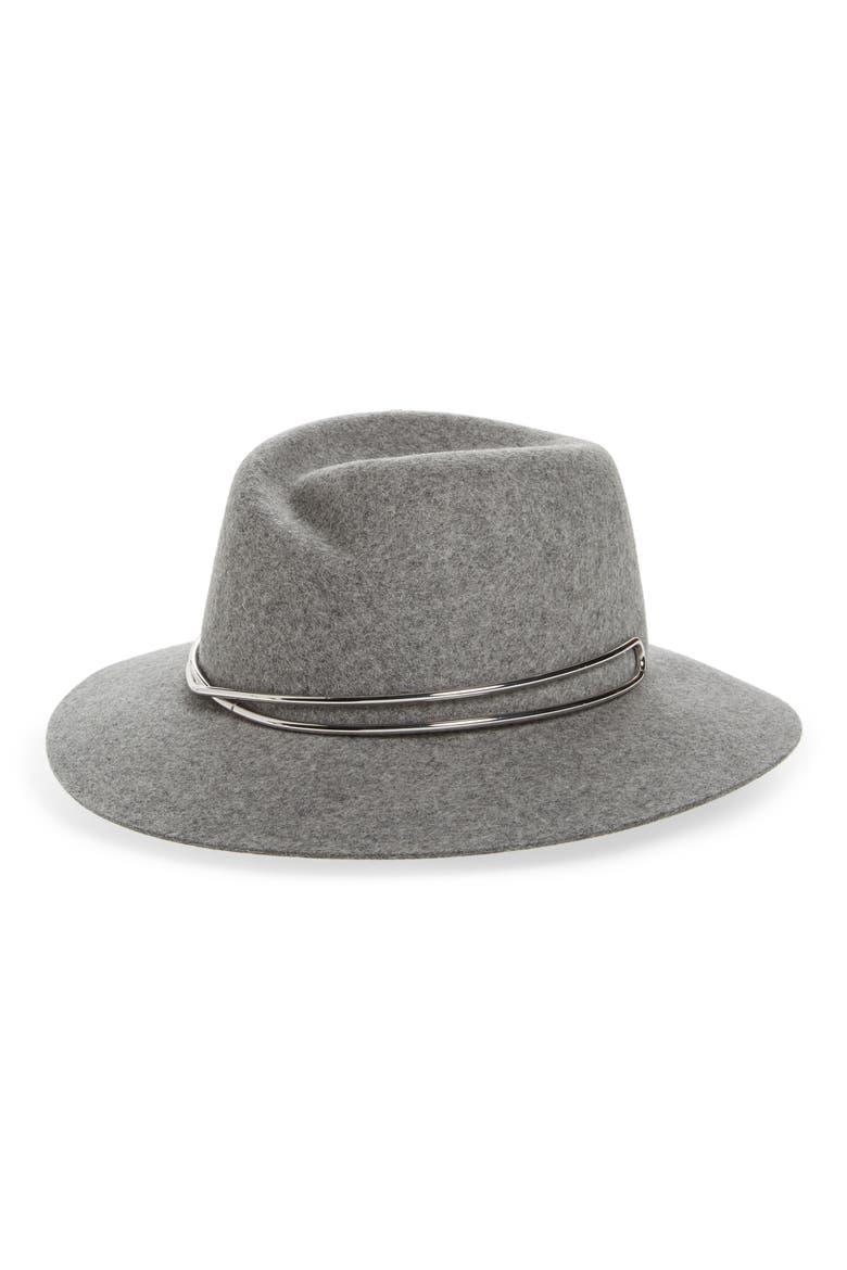 Zoe Wool Felt Fedora, Main, color, LT HTHR GREY