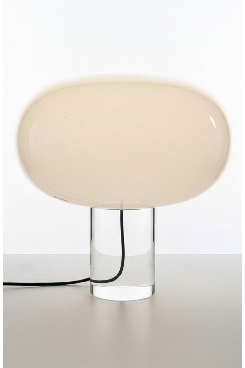 Callisto 11" White Glossy Glass LED Table Lamp with Rotary Dimmer, Main, color, White