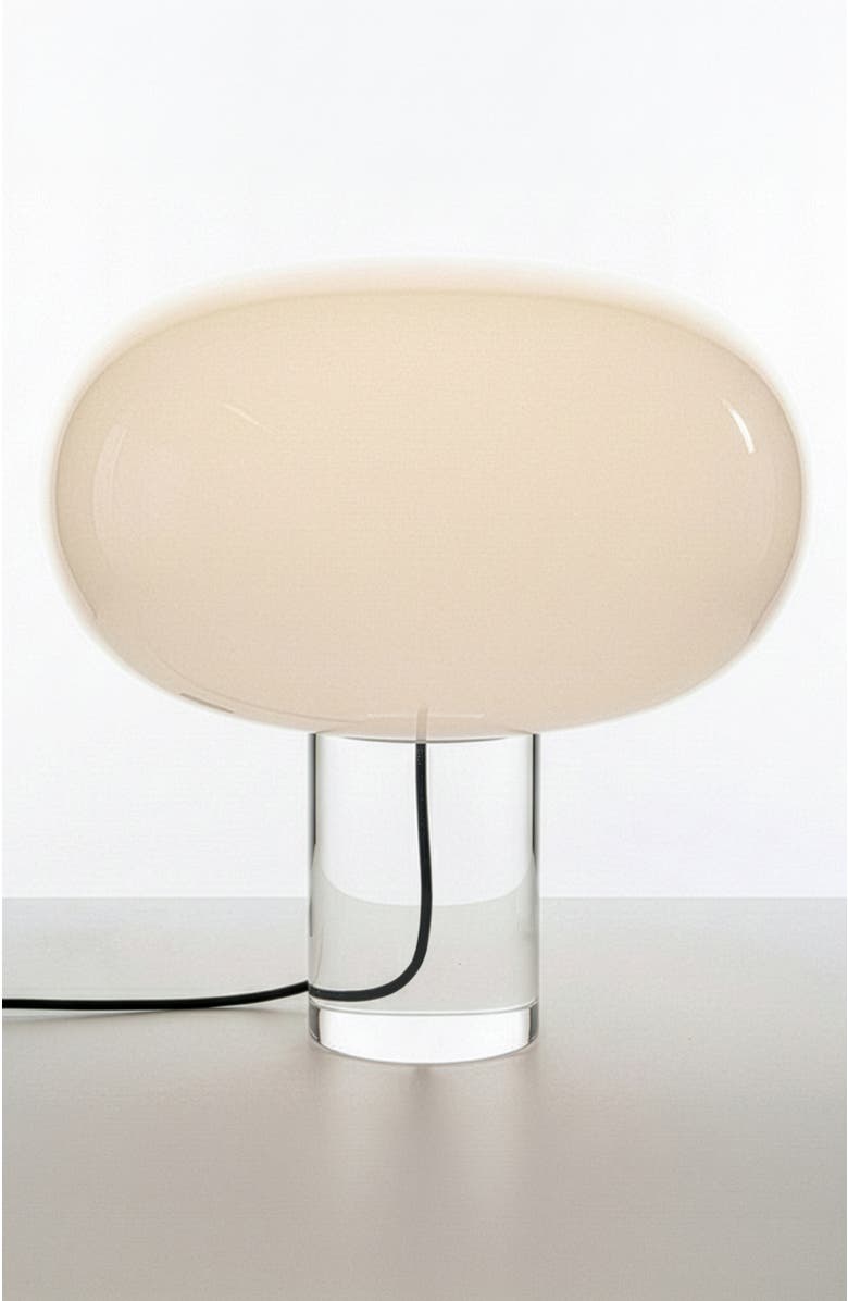 Brightech Callisto 11" White Glossy Glass LED Table Lamp with Rotary Dimmer, Main, color, White