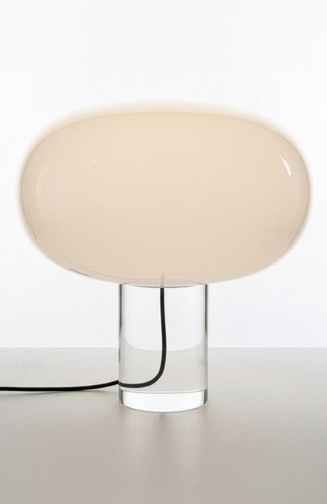Callisto 11" White Glossy Glass LED Table Lamp with Rotary Dimmer