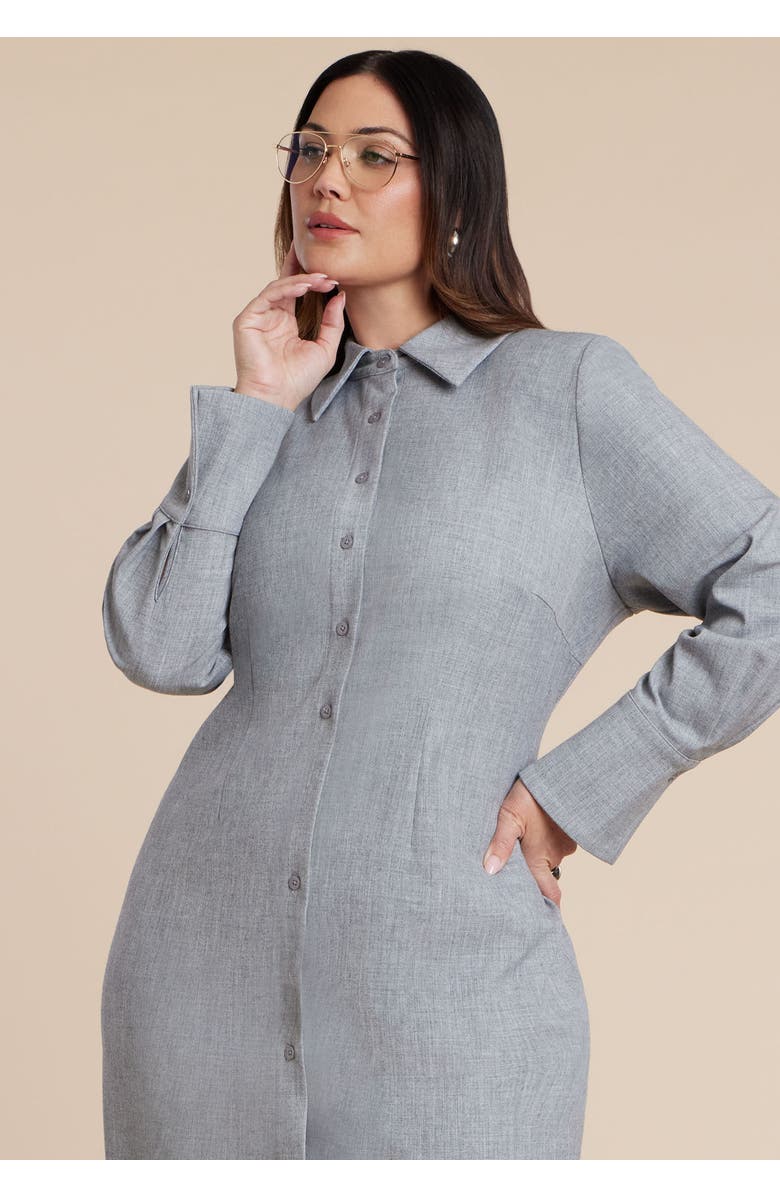 ELOQUII Collared Midi Dress, Alternate, color, Heather Grey