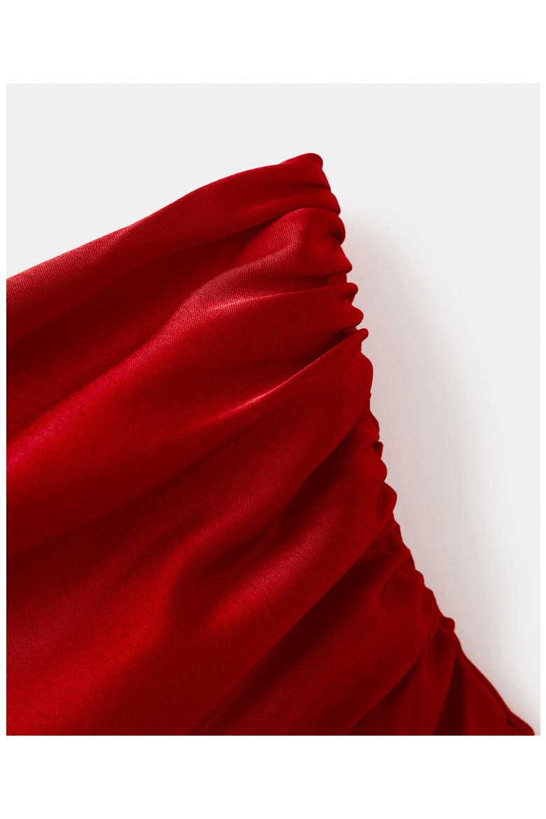 Asymmetrical Satin Dress, Alternate, color, RED