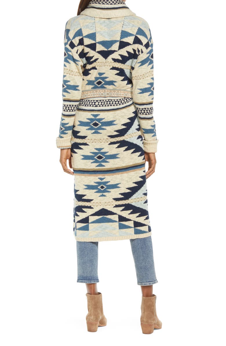 Faherty Paloma Geometric Organic Cotton Longline Duster Cardigan, Alternate, color,