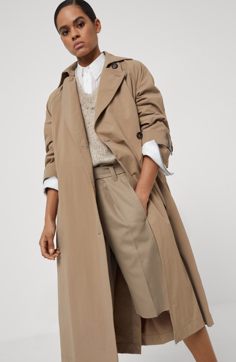 Brunello Cucinelli Techno canvas trench coat, Alternate, color, 