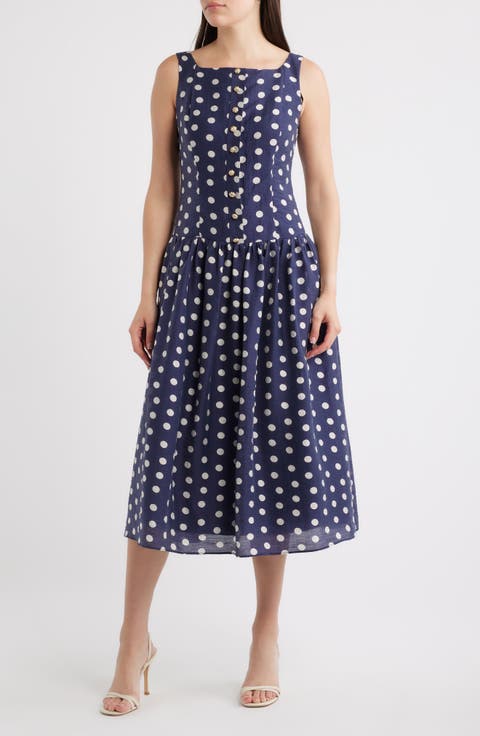 Dot Sleeveless Midi Dress