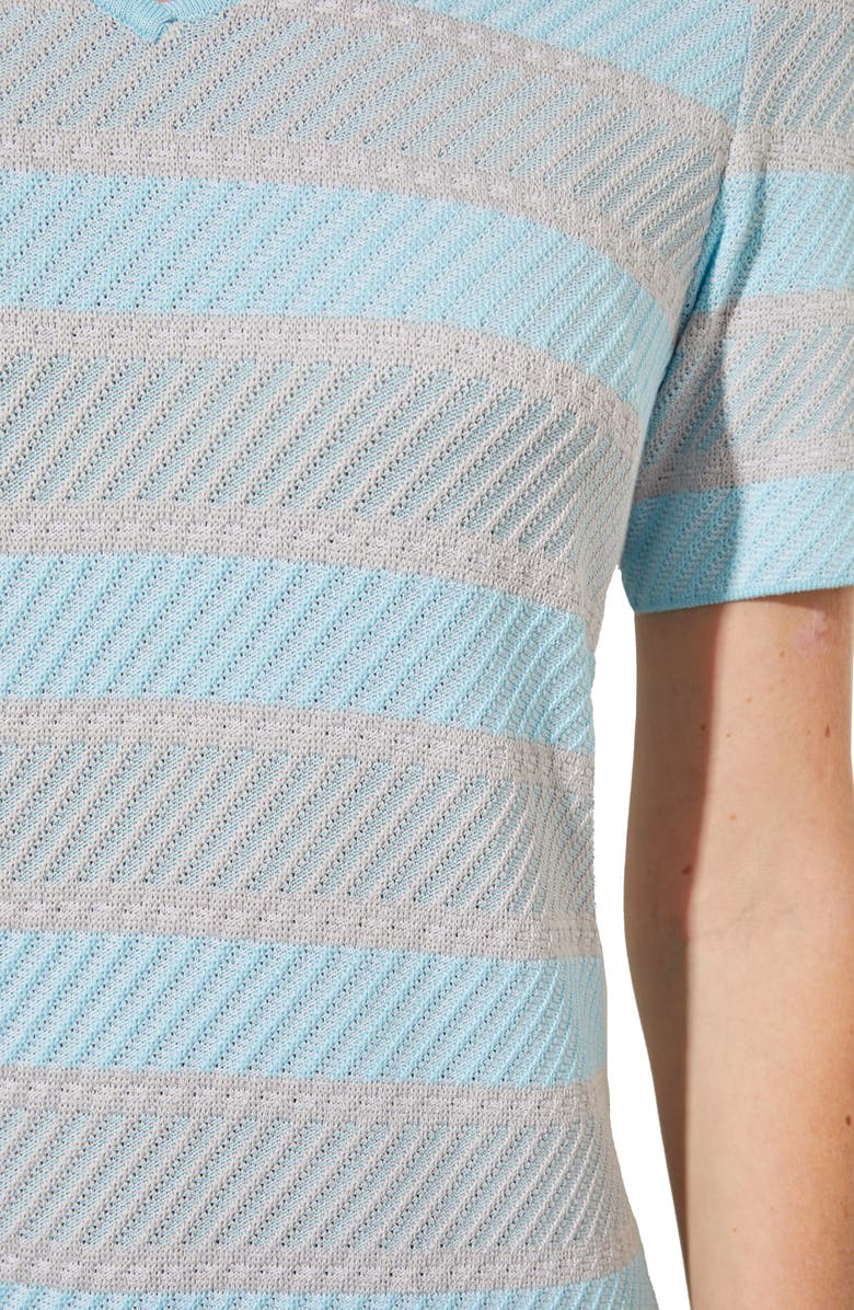 Ming Wang Stripe Jacquard Midi T-Shirt Dress, Alternate, color, Moonbeam/ Haze/ White