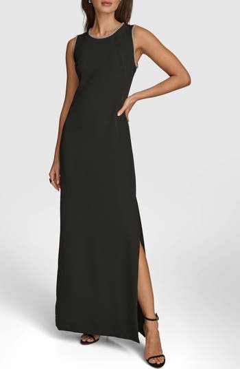 ◆Donna Karan ボタンフロントチェーントリムドレス Donna Karan New York Rhinestone Trim Dress | Nordstrom