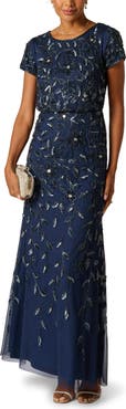 Adrianna Papell Beaded Mesh Gown