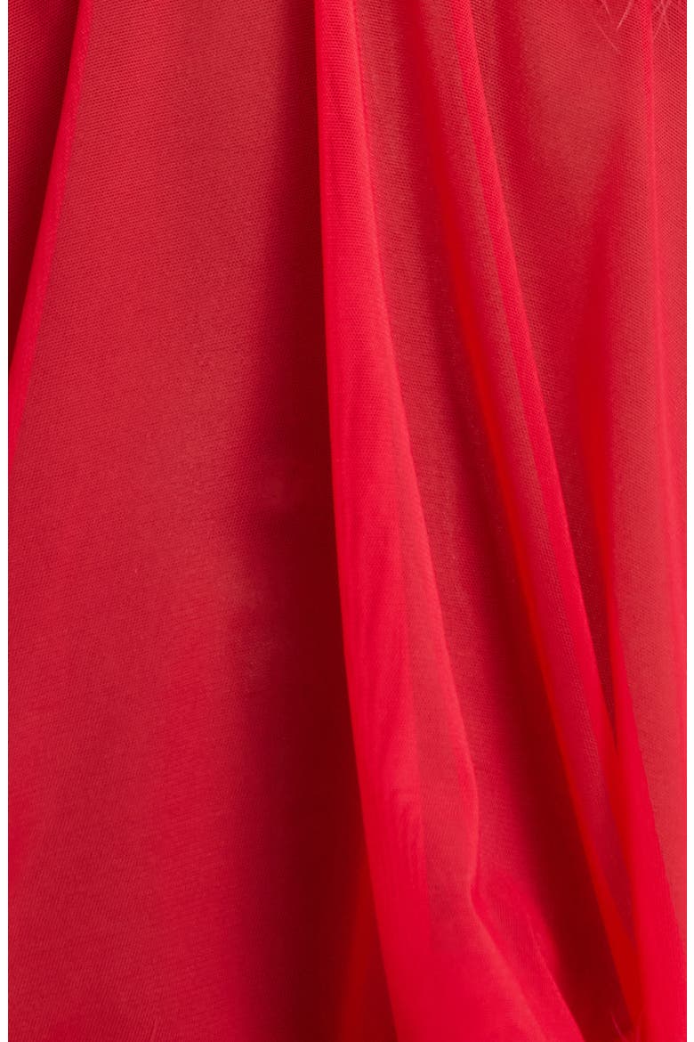 Feathery Babydoll Chemise & G-String Set, Alternate, color, RED