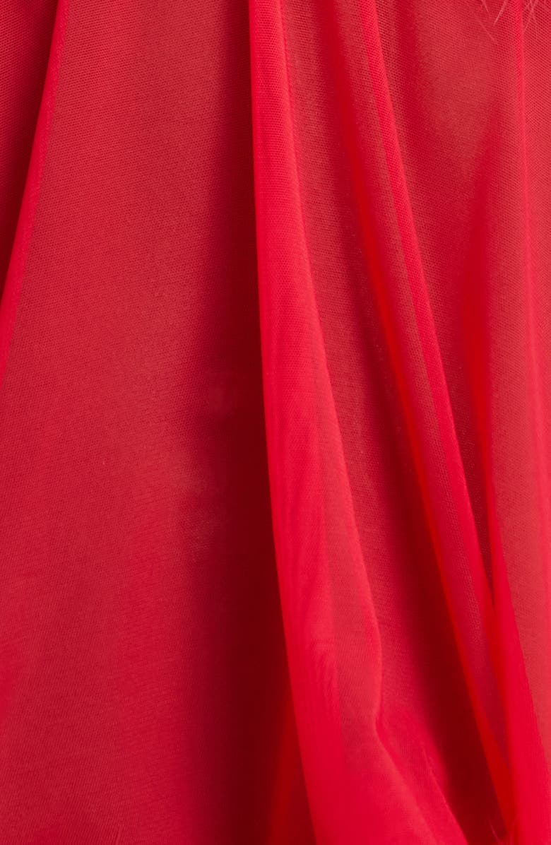 Coquette Feathery Babydoll Chemise & G-String Set, Alternate, color, Red