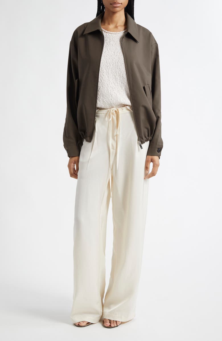 Róhe Relaxed Satin Drawstring Pants, Alternate, color, Pearl