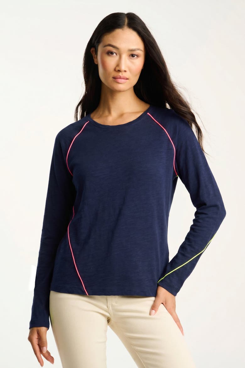 Piping Hot Cotton T-shirt, Main, color, Navy