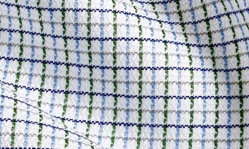 David Donahue Trim Fit Microcheck Textured Cotton Dobby Dress Shirt In Blue