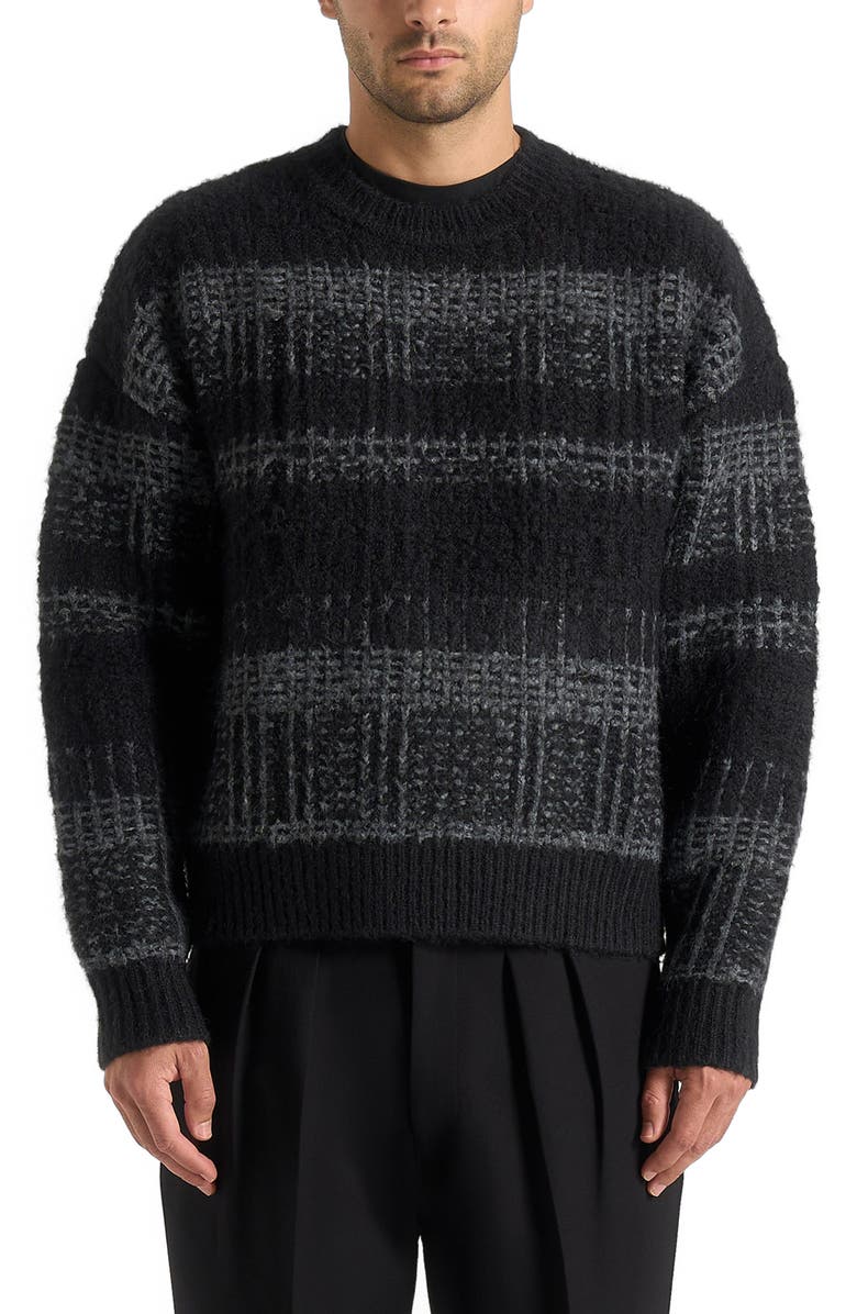 Manière De Voir Ayden Check Wool Knit Jumper, Alternate, color, Black/Grey