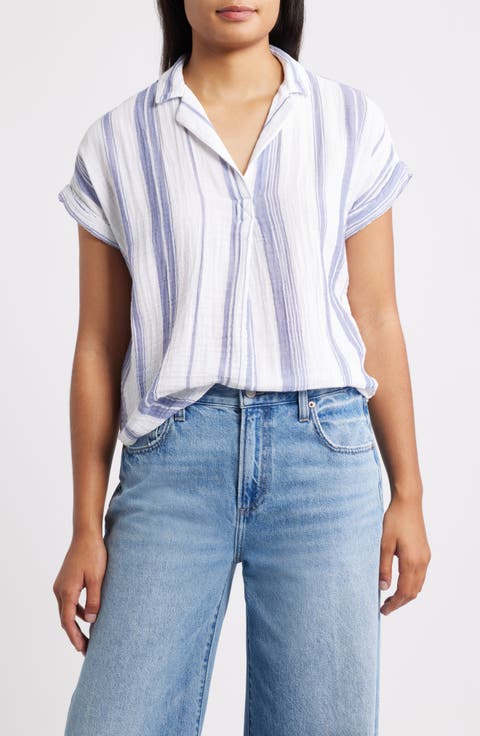 Arin Stripe Short Sleeve Cotton Shirt