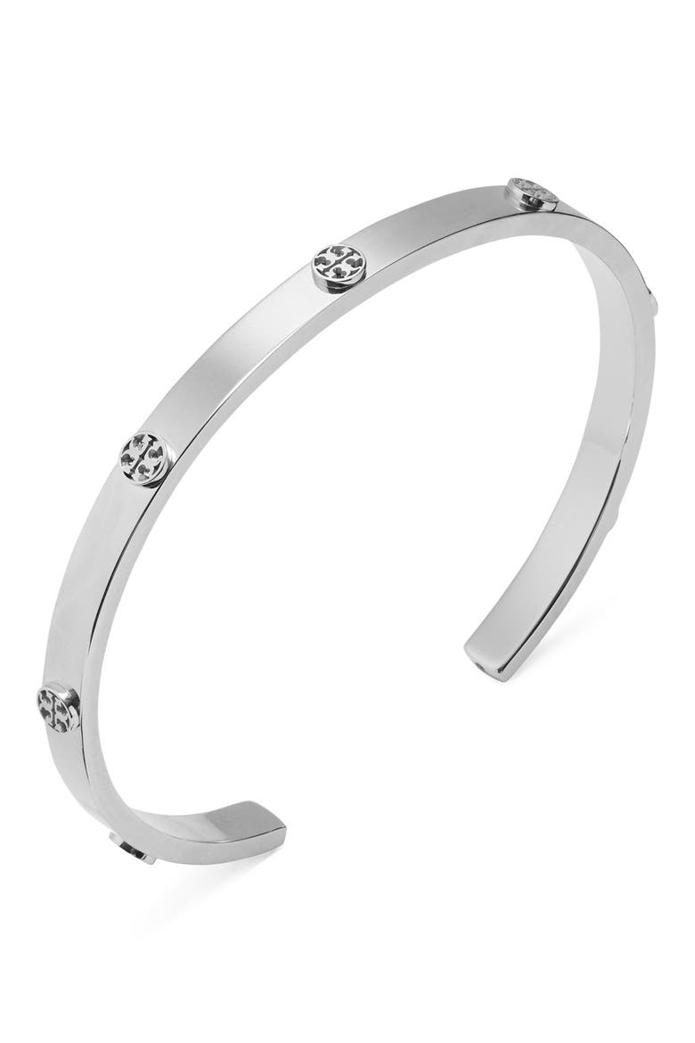 Icon Stud Cuff, Alternate, color, TORY SILVER