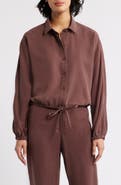 Cloth & Stone Tie Hem Twill Button-Up Shirt