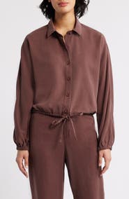 Cloth & Stone Tie Hem Twill Button-Up Shirt