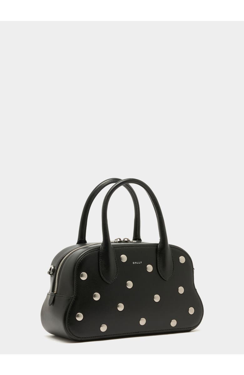 Bally Unda Top Handle Bag in Grained Calf Leather, Alternate, color, Black+Palladio