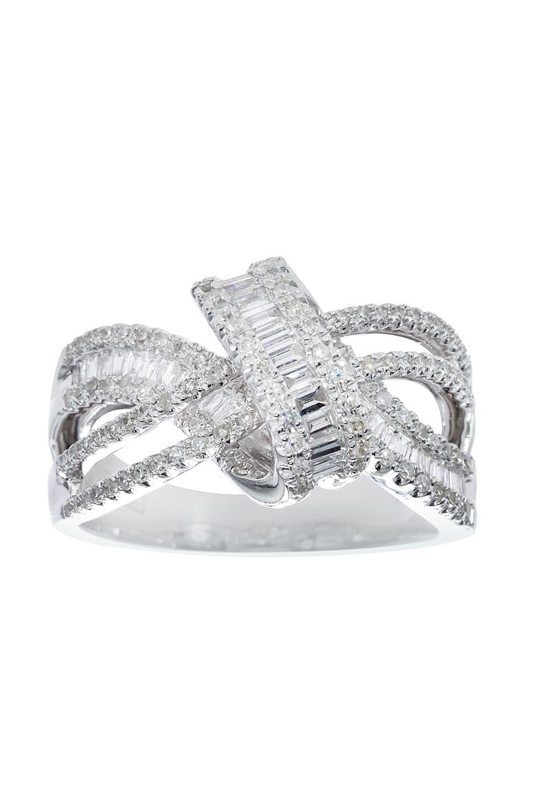 14K White Gold Diamond X-Crossover Ring, Main, color, 14K Gold