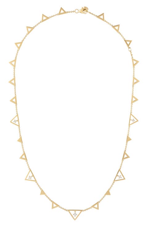 Shine Gold Diamond Triangle Necklace