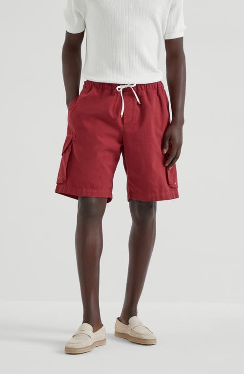 Brunello Cucinelli Cotton Gabardine Bermuda Shorts In Red
