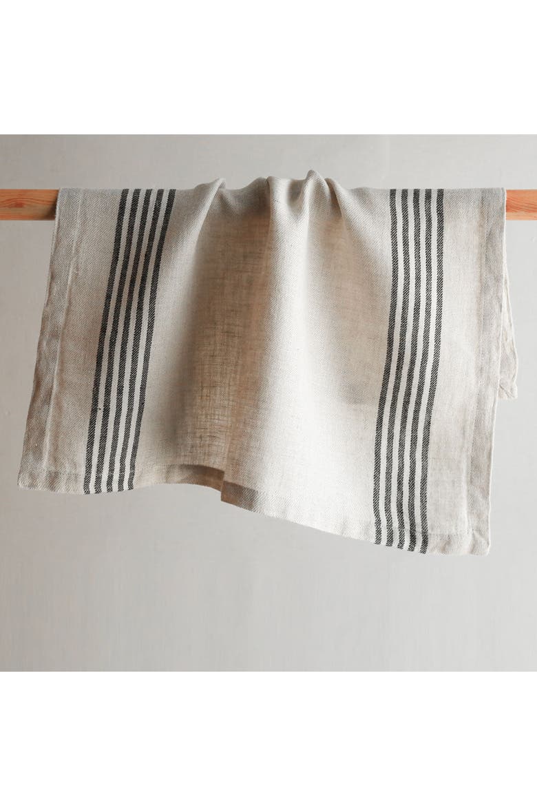 Striped Napkins, Black and Ivory, Alternate, color, Black