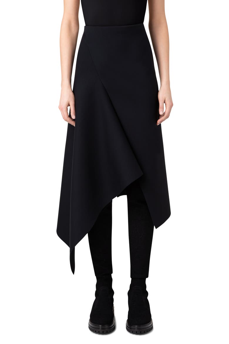 Asymmetric Techno Scuba Knit Skirt, Main, color, 009 BLACK