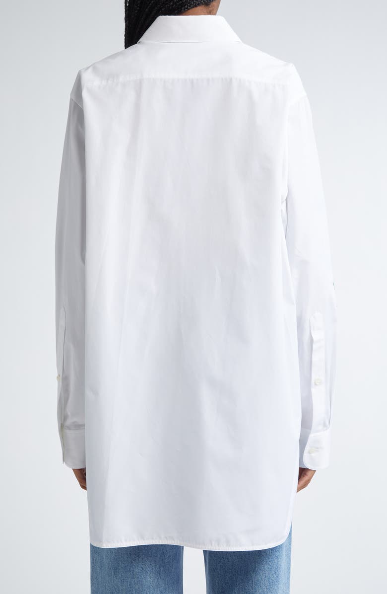 Stella McCartney Floral Embroidered Cotton Poplin Button-Up Shirt, Alternate, color, 