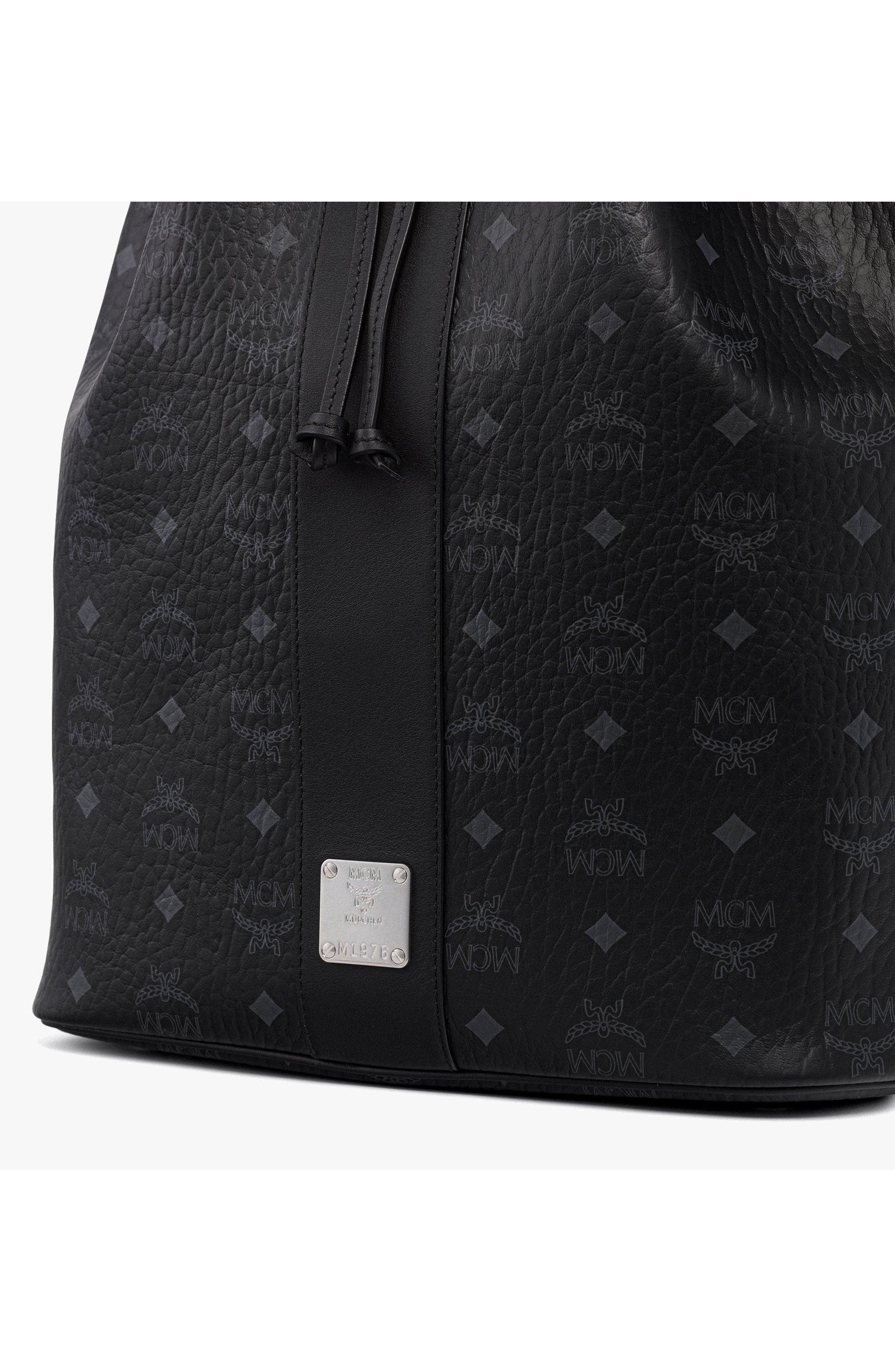Large Dessau Drawstring Bag in Visetos, Alternate, color, Black