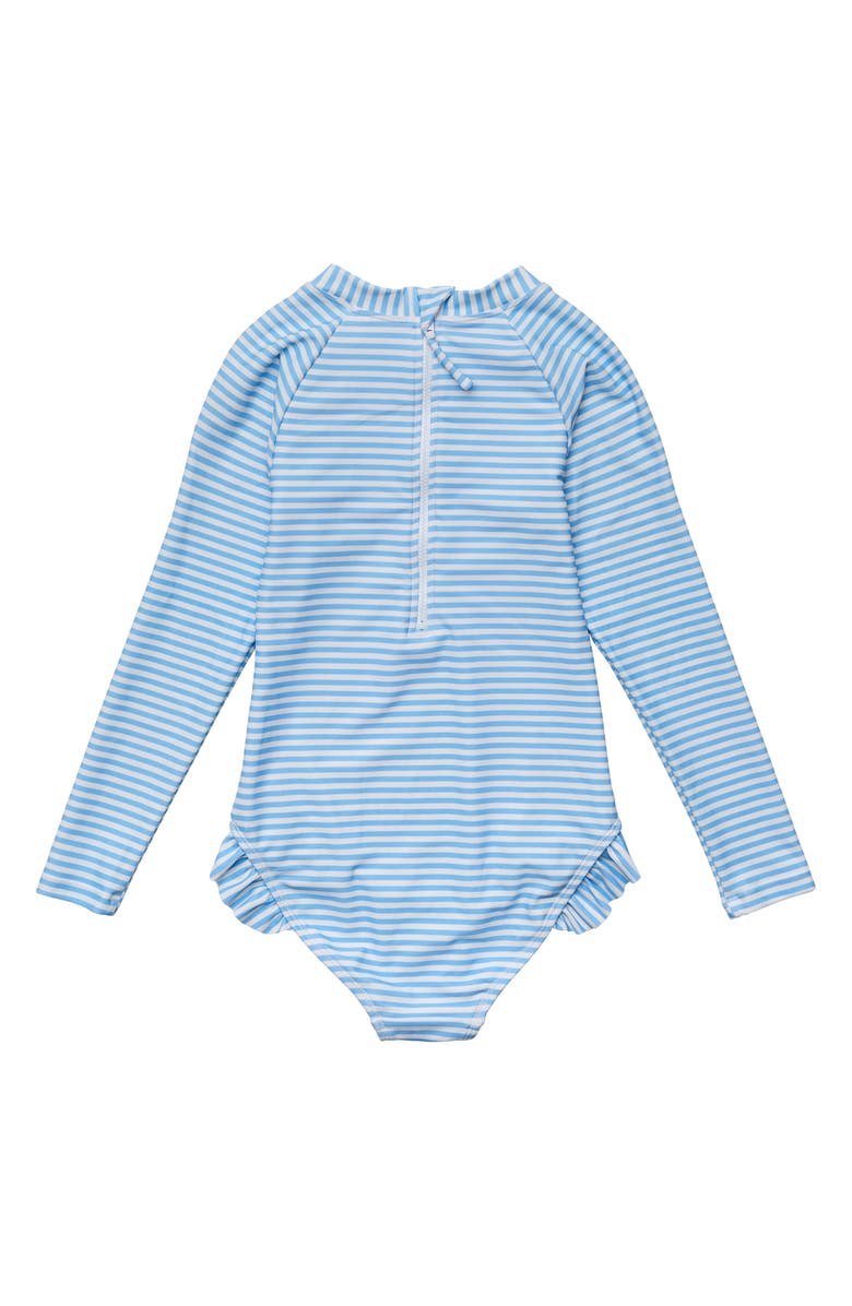 Snapper Rock Kids' Cornflower Stripe Long Sleeve One-Piece Rashguard Swimsuit, Alternate, color, 