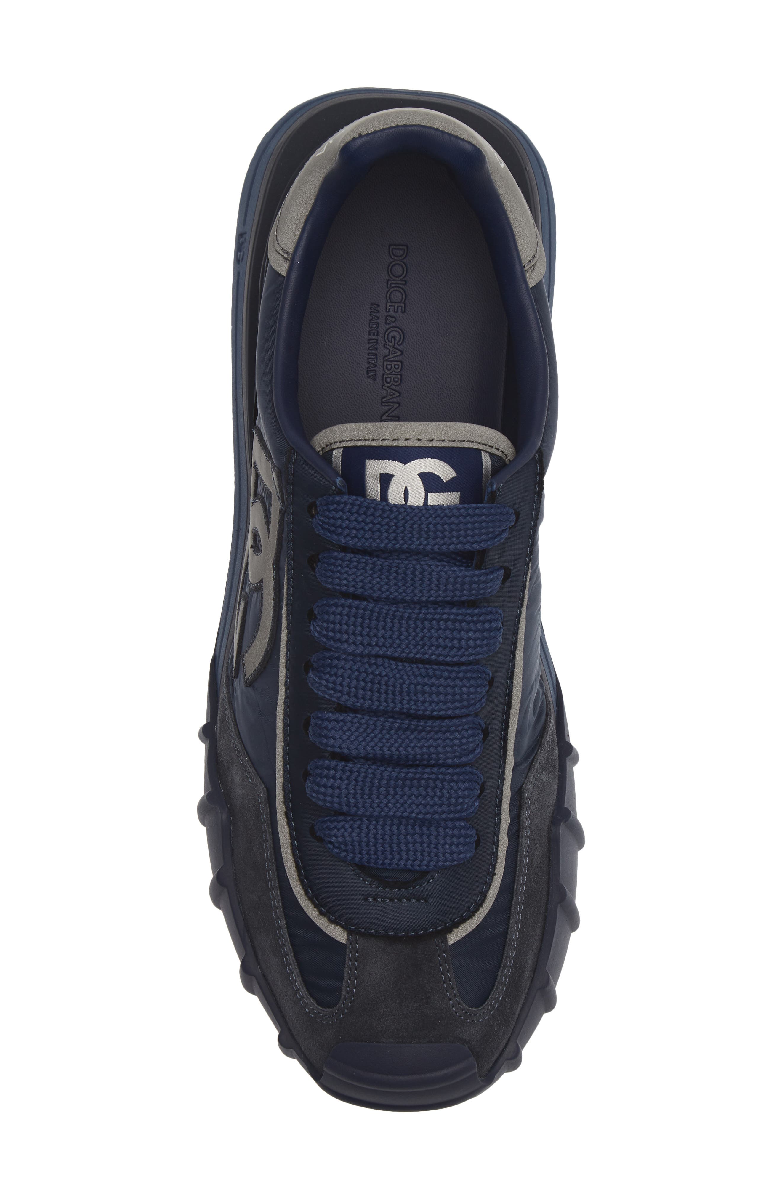 Leather & Textile Athletic Sneaker, Alternate, color, BLU MARINO