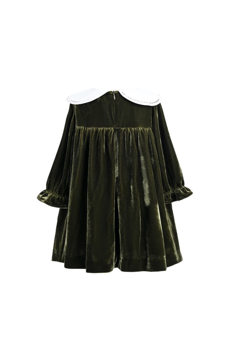 Petal Velvet Dress, Alternate, color, Olive