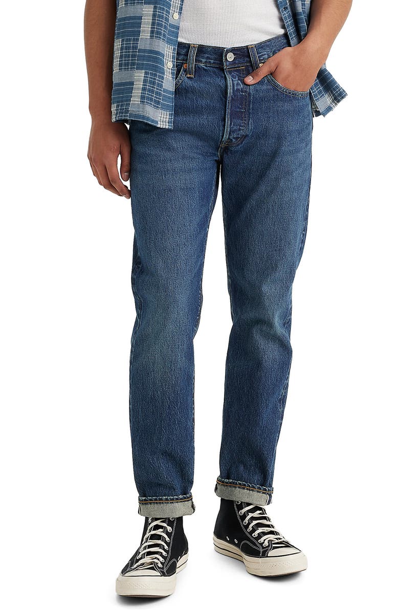 Levi's 501<sup>®</sup> Slim Taper Selvedge Jeans, Main, color, Blast Of Blue Selvedge
