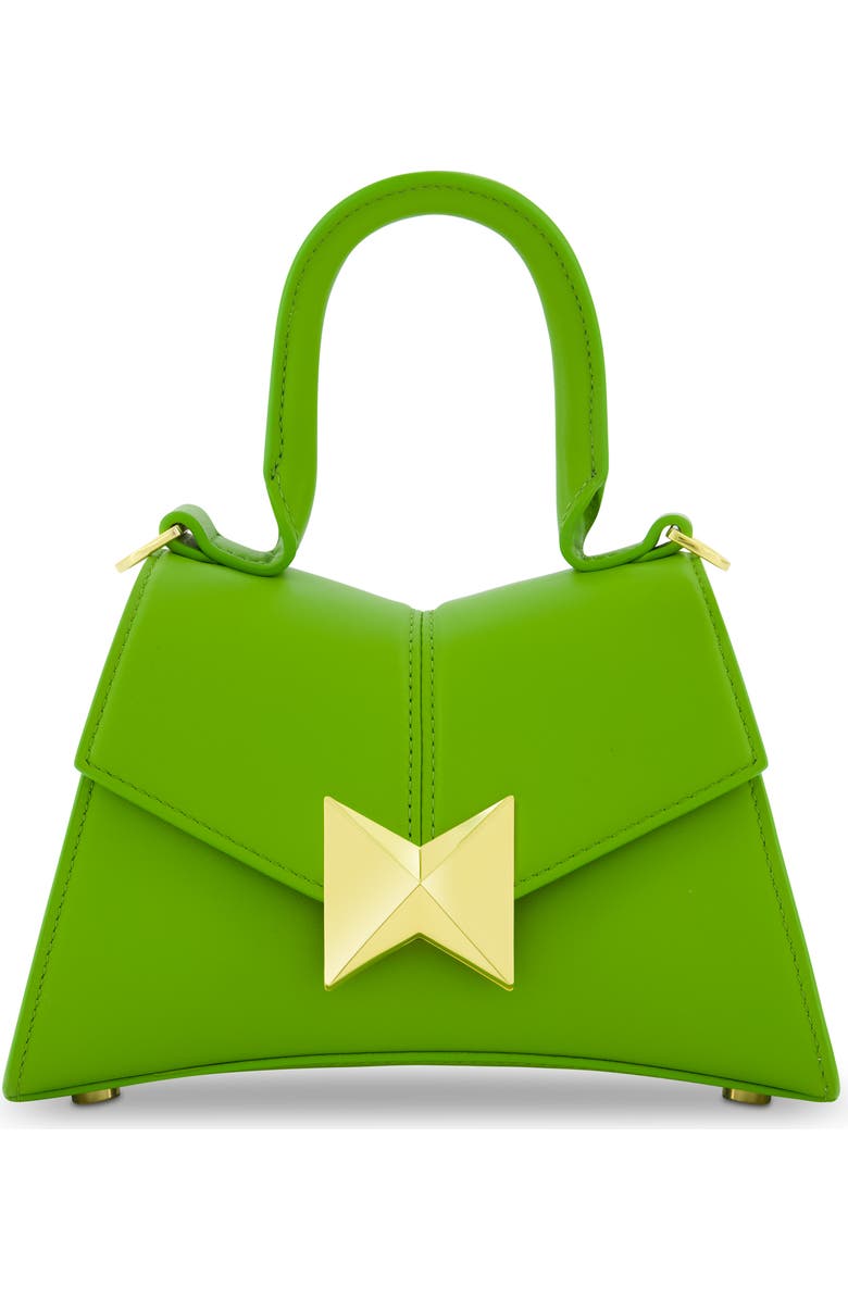 Mac Duggal Gold Hardware Detail Angular Mini Leather Handbag, Main, color, Pear