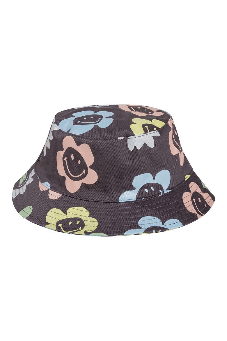 Smiley® x By Samii Ryan Happy Garden Cotton Twill Bucket Hat, Alternate, color, WASHED BLACK