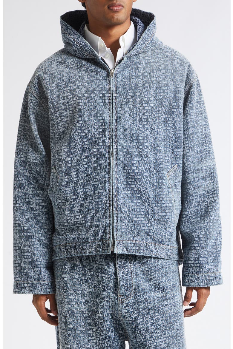 Logo Embroidery Hooded Denim Jacket, Main, color, 5002 AUBERGINE