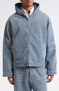 Balenciaga Logo Embroidery Hooded Denim Jacket